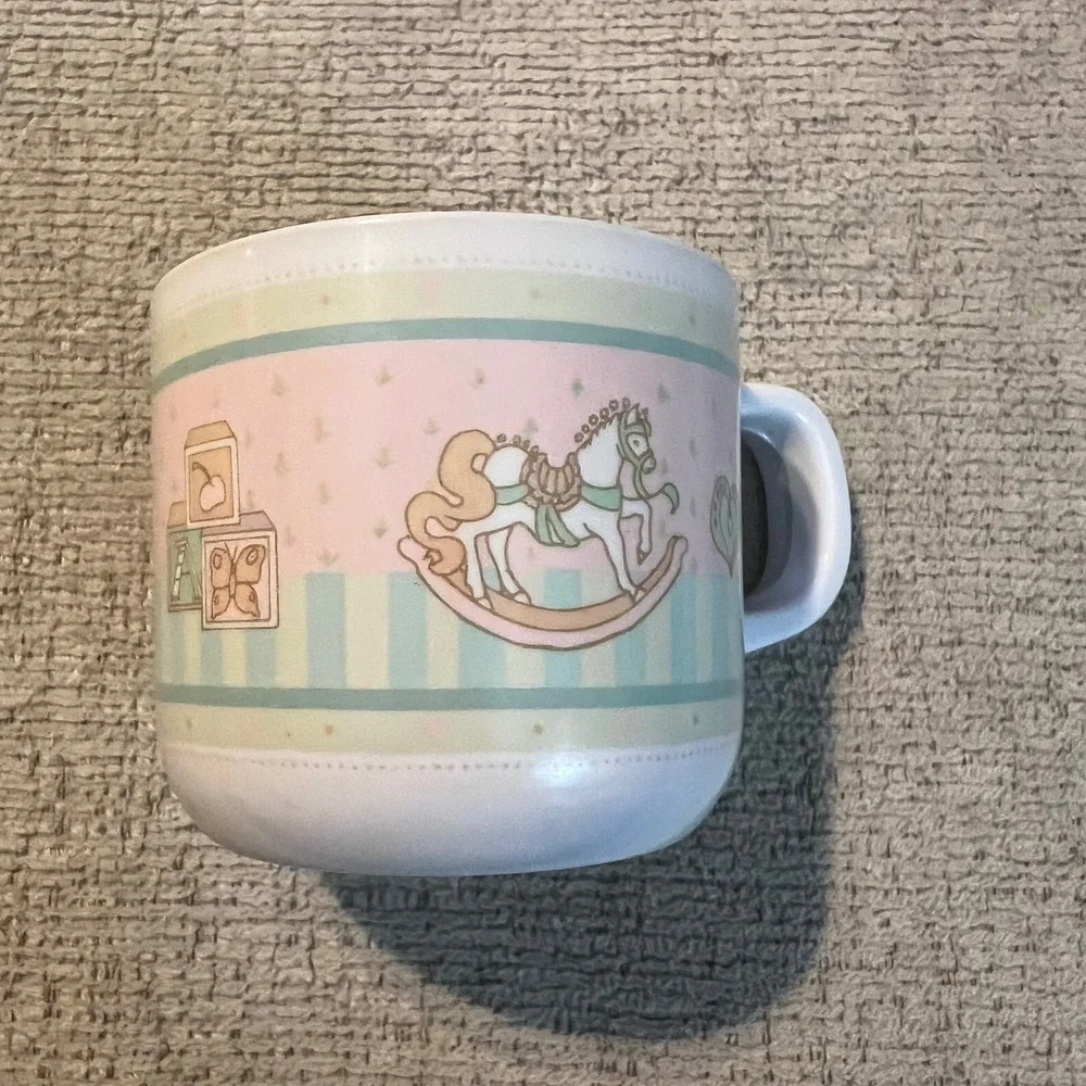 Vintage 1985 Enesco Childs Play Melamine 2pc Dinner Set Rocking Horse‎ 871958